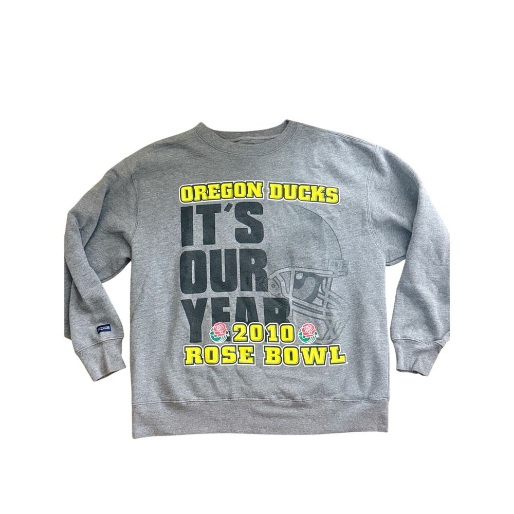 Jansport Oregon Ducks 2010 Rose Bowl Sweatshirt Mens Large Grey Crewneck Graphic